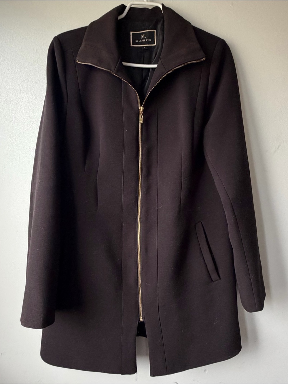 Minimalist Zip-Front Pea Coat in Black by